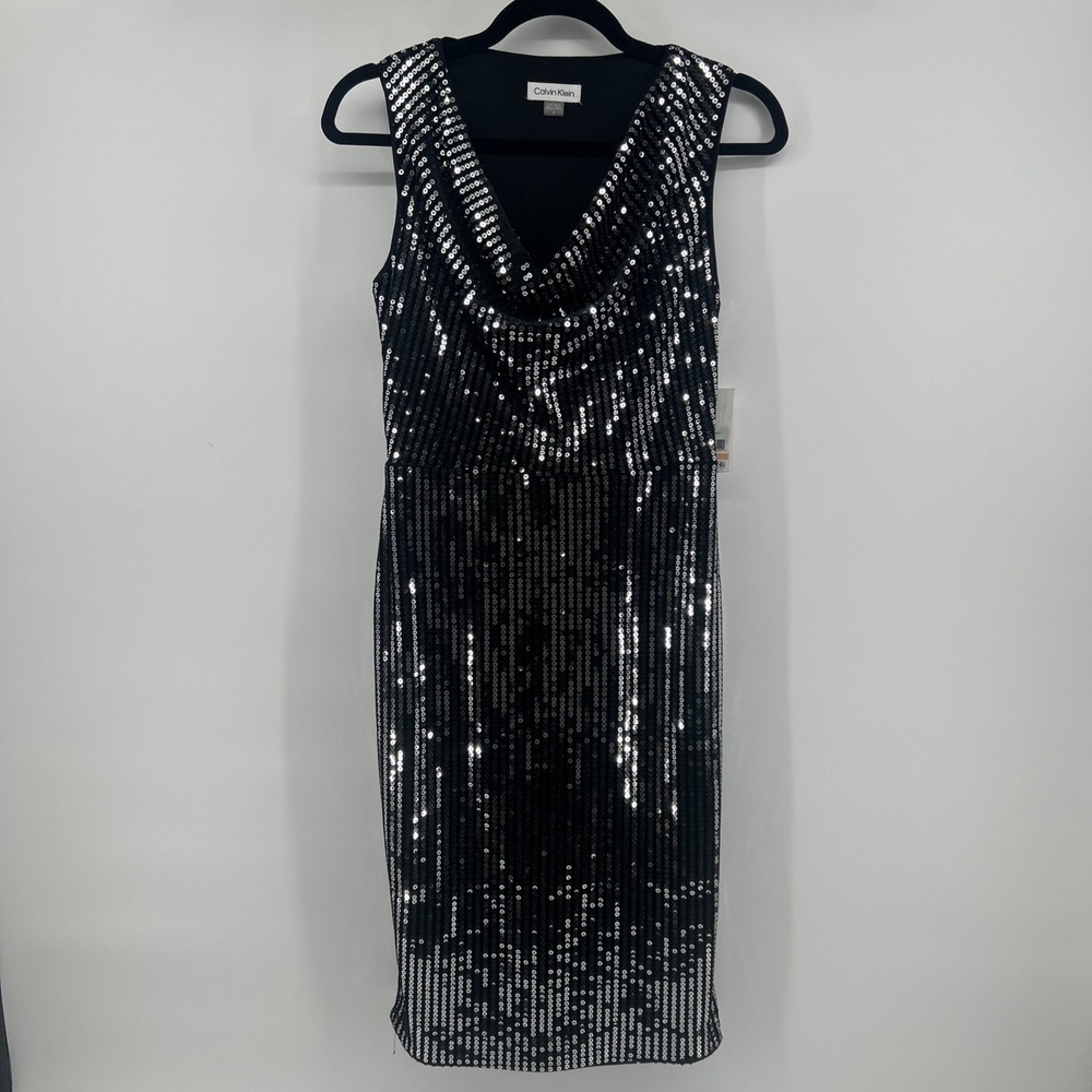 Glam Calvin Klein Sequin Clubwear Night Out Dress Size 2 NWT